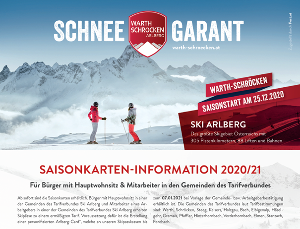 Saisonkarten-Information 2020/21 Ski Arlberg